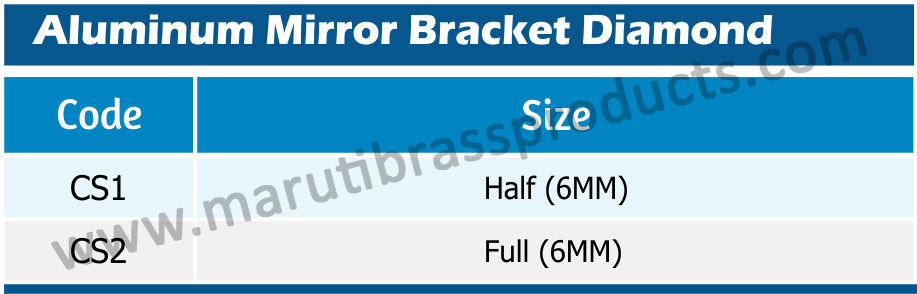 Aluminum Mirror Bracket Diamond Size