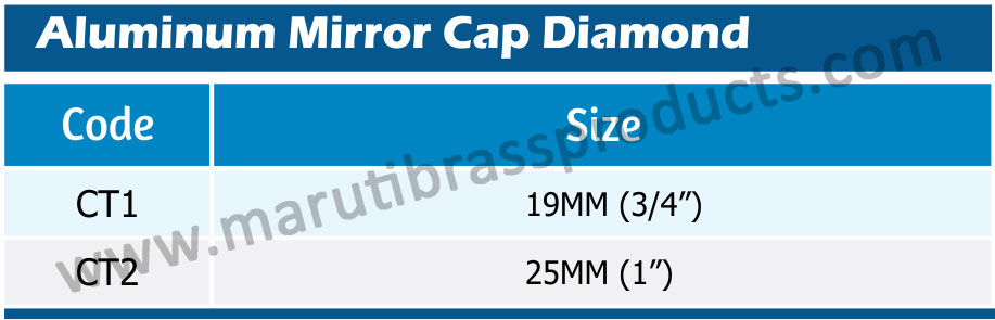 Aluminum Mirror Cap Diamond Size
