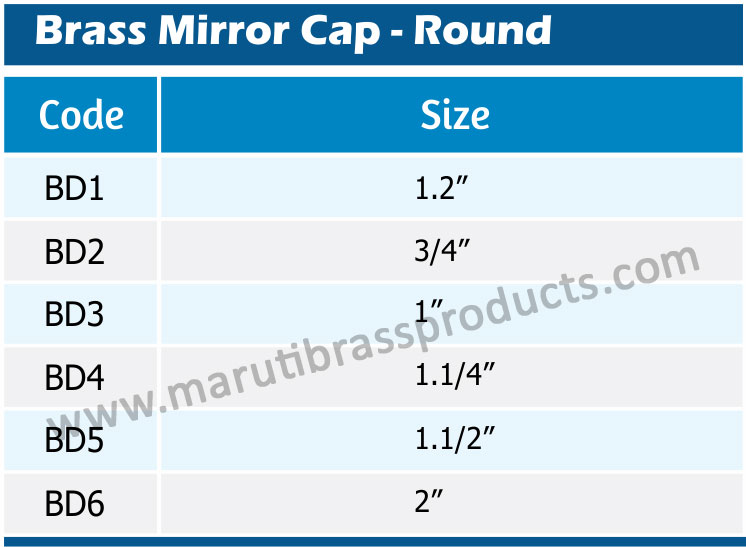 Brass Mirror Cap Round Size