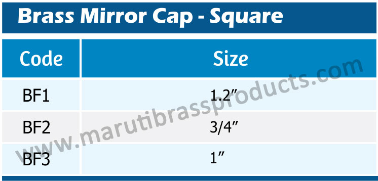 Brass Mirror Cap Square Size