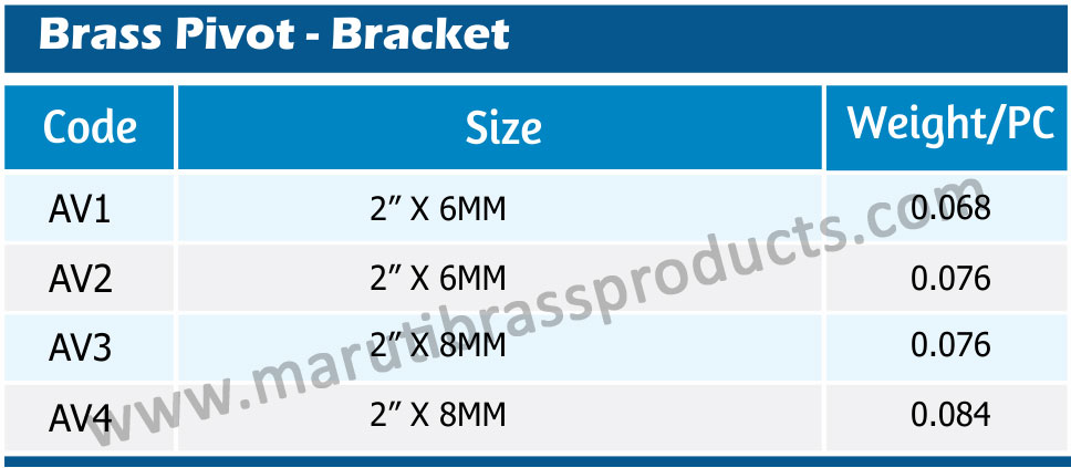 Brass Pivot Bracket Size